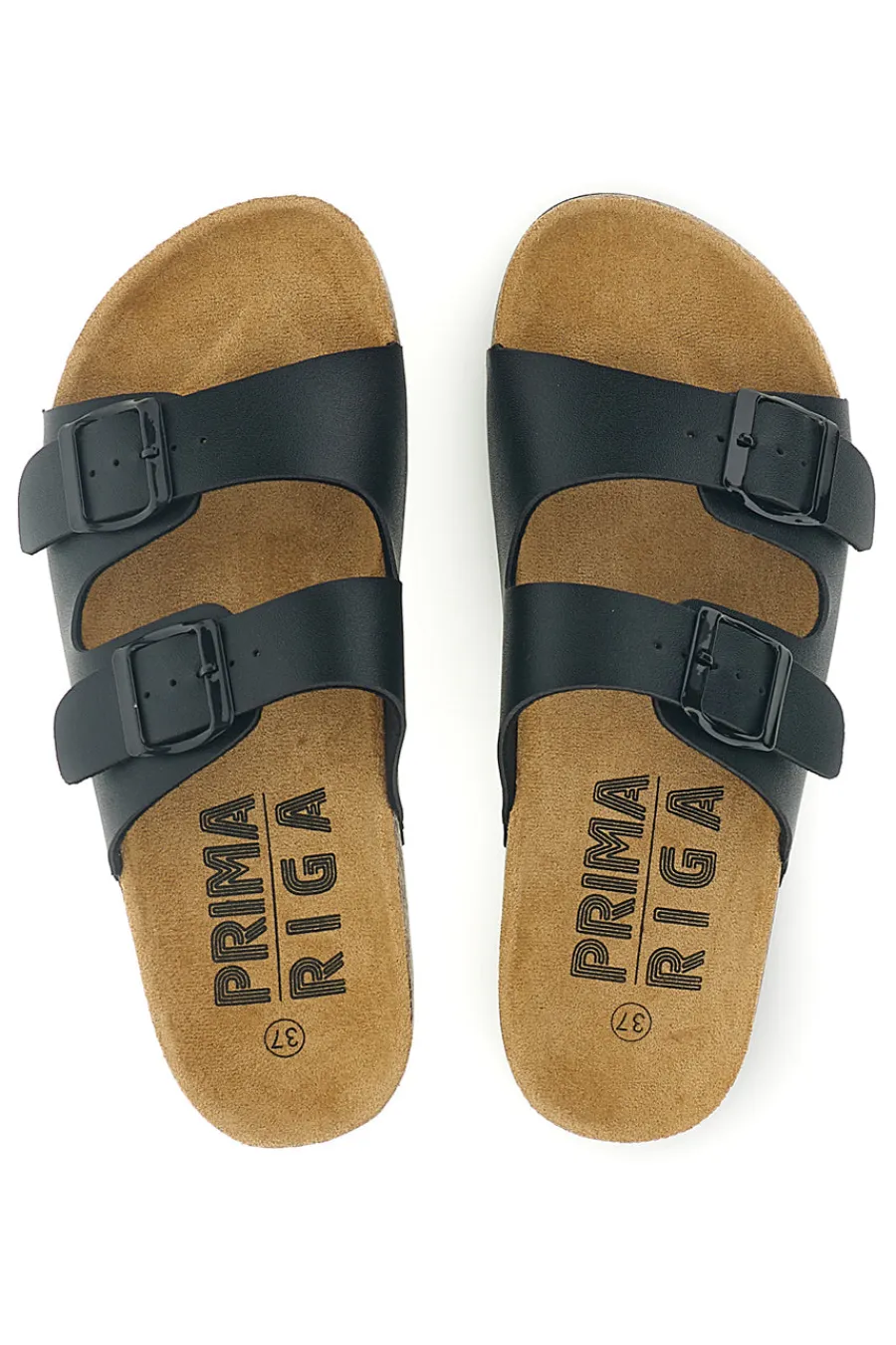 Ciabatte Nere con doppia fibbia 14216-PRIMA RIGA Clearance