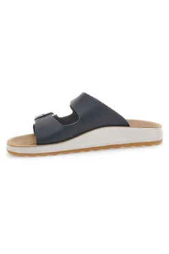 Ciabatte nere con doppia fibbia e sottopiede in pelle 77G642C-FLY FLOT Online