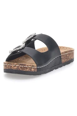 Ciabatte nere con doppia fibbia gioiello Me & Me H3Y861141-ME u0026 ME