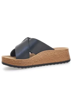 Ciabatte Nere Con Fasce Incrociate e Platform 42 PK-INBLU Sale