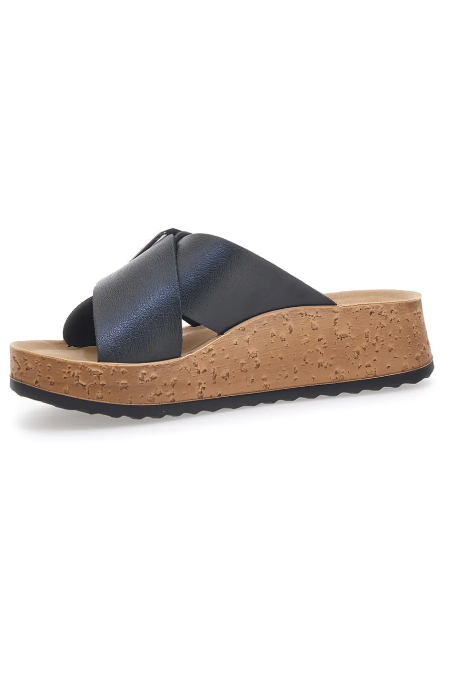 Ciabatte Nere Con Fasce Incrociate e Platform 42 PK-INBLU Sale