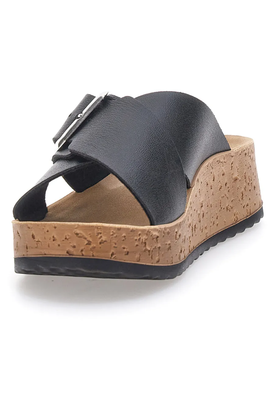 Ciabatte Nere Con Fasce Incrociate e Platform 42 PK-INBLU Sale