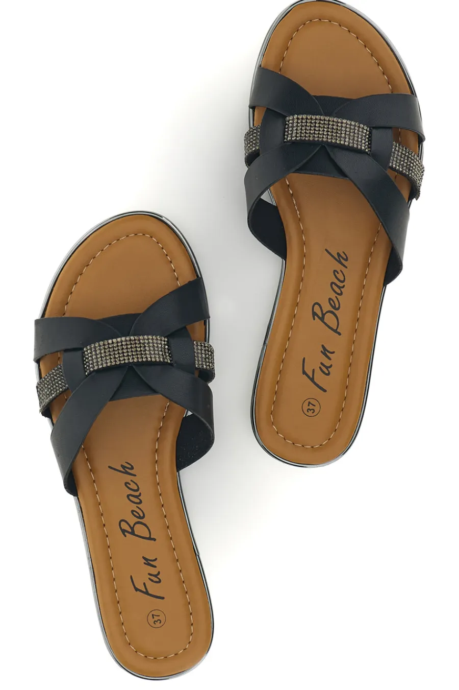 Ciabatte nere con fasce incrociate 14217-FUN BEACH Hot
