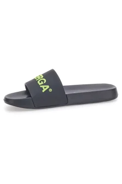 Ciabatte nere con fascia e logo verde da uomo Superga S24U433