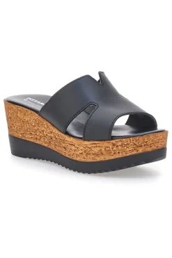 Ciabatte Nere Con Fascia in Pelle e Platform Alto 342070428-PITTARELLO Online