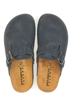 Ciabatte nere con fibbia in vera pelle 335A013PR-PITTARELLO TIERRA Online