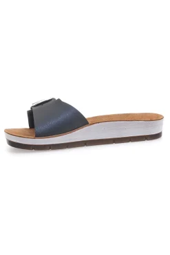 Ciabatte Nere con Fibbia Regolabile e Sottopiede in Pelle 41 CP-INBLU