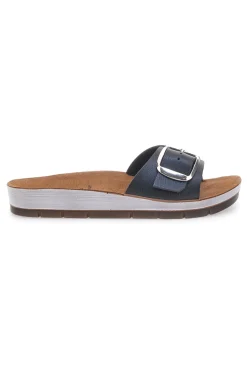 Ciabatte Nere con Fibbia Regolabile e Sottopiede in Pelle 41 CP-INBLU