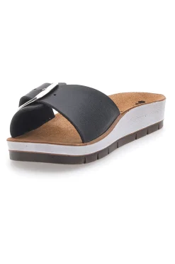 Ciabatte Nere con Fibbia Regolabile e Sottopiede in Pelle 41 CP-INBLU