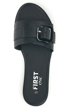 Ciabatte nere con fibbia PREA3710-THE FIRST Hot