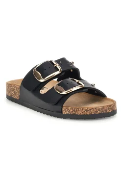 Ciabatte nere con fibbie e borchie Me & Me 15617-ME u0026 ME Online