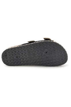 Ciabatte nere con fibbie e dettagli ricamati Me & Me 14184-ME u0026 ME