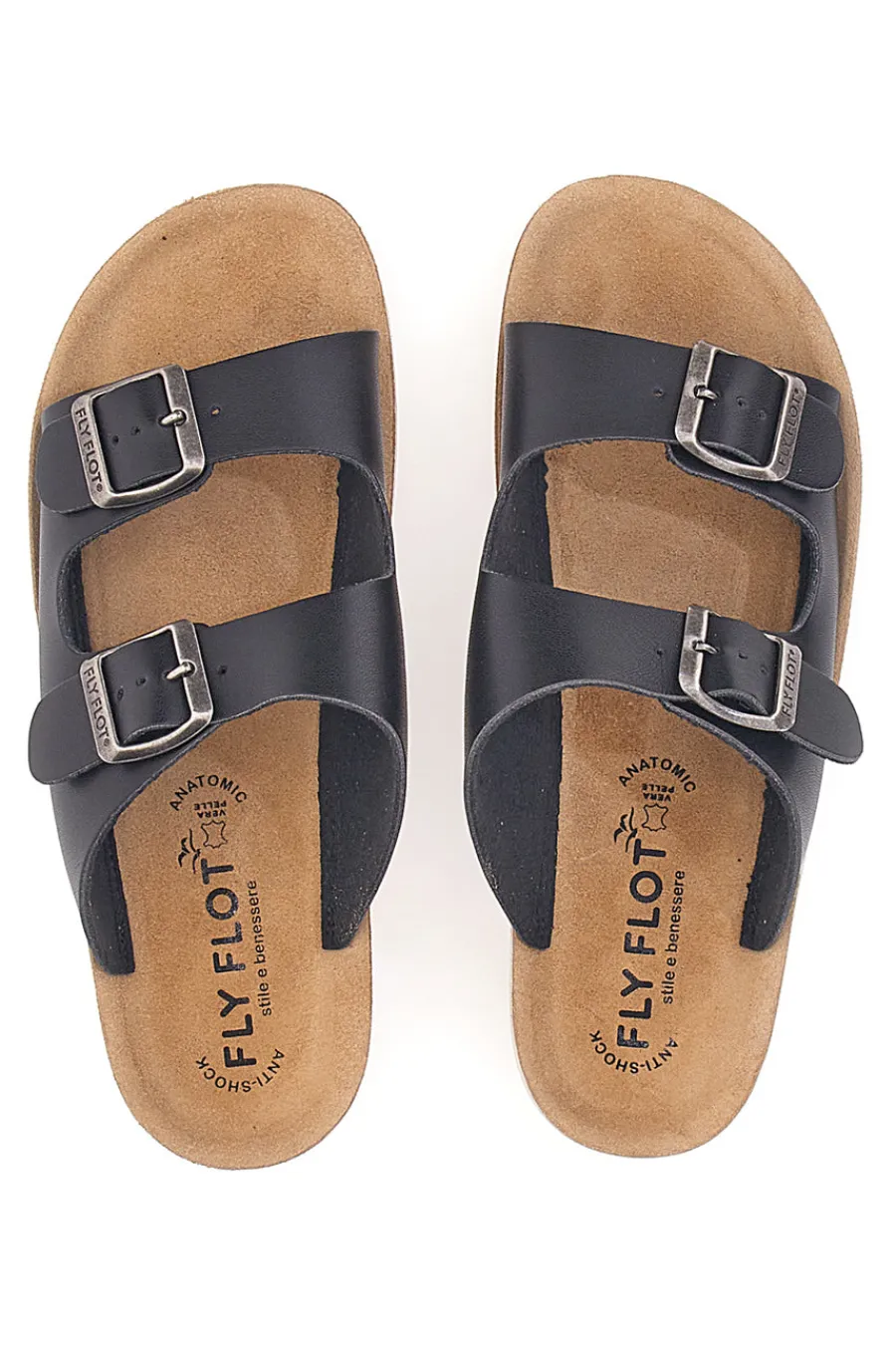 Ciabatte Nere Con Fibbie 42642-FLY FLOT Outlet