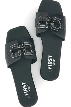 Ciabatte nere con morsetto PRE5413P-THE FIRST CHIC Outlet