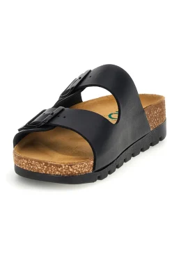 Ciabatte nere con sottopiede in vera pelle 335P20630SR-PITTARELLO BIO Clearance
