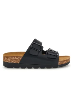 Ciabatte nere con sottopiede in vera pelle 335P20630SR-PITTARELLO BIO Clearance