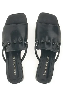 Ciabatte Nere Con Tacco Basso 9015-LAURA BIAGIOTTI Outlet