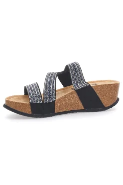 Ciabatte nere con zeppa e strass 12503-PRIMA RIGA New