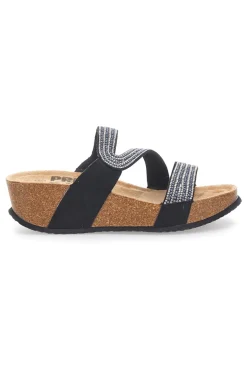 Ciabatte nere con zeppa e strass 12503-PRIMA RIGA New