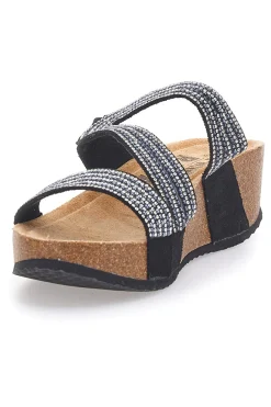 Ciabatte nere con zeppa e strass 12503-PRIMA RIGA New