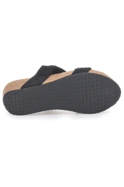 Ciabatte nere con zeppa e strass 12503-PRIMA RIGA New