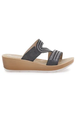 Ciabatte Nere con Zeppa e Strass 23RN-INBLU Clearance