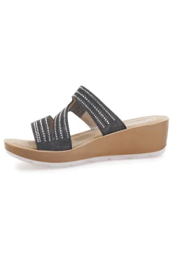 Ciabatte Nere con Zeppa e Strass 23RN-INBLU Clearance