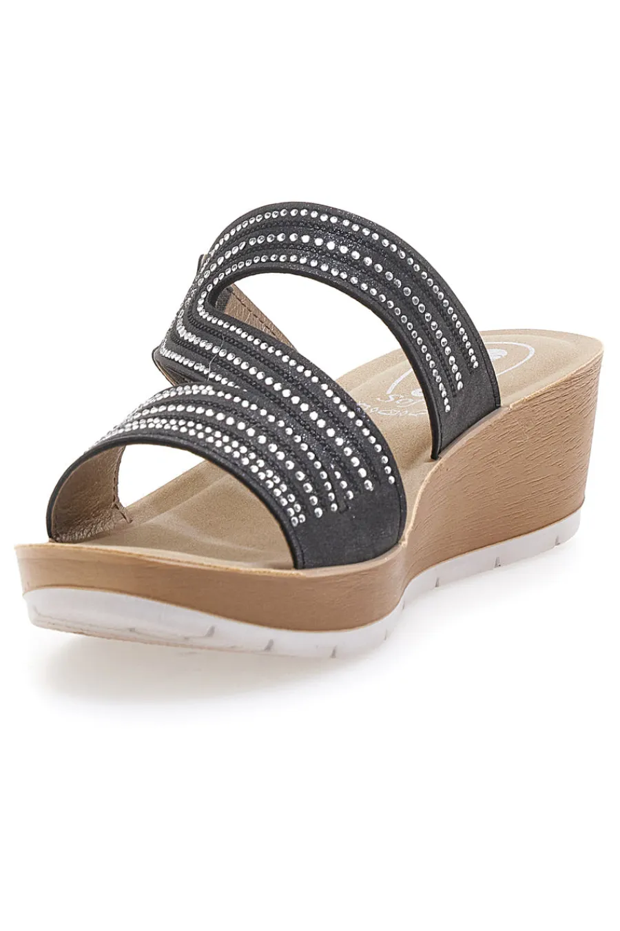 Ciabatte Nere con Zeppa e Strass 23RN-INBLU Clearance