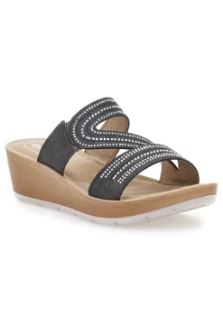 Ciabatte Nere con Zeppa e Strass 23RN-INBLU Clearance