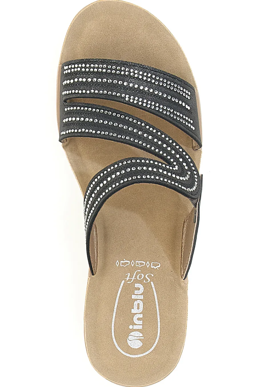 Ciabatte Nere con Zeppa e Strass 23RN-INBLU Clearance