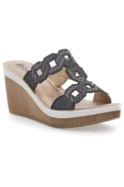 Ciabatte Nere Con Zeppa e Strass 34 As-INBLU Best