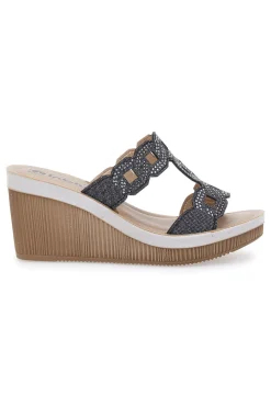 Ciabatte Nere Con Zeppa e Strass 34 As-INBLU Best