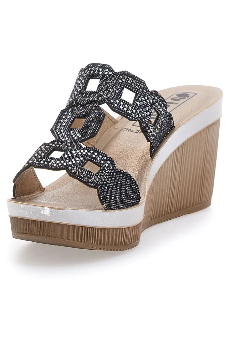Ciabatte Nere Con Zeppa e Strass 34 As-INBLU Best