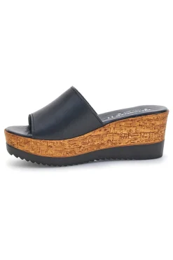 Ciabatte Nere con zeppa in vera pelle Made in Italy 233170428-PITTARELLO Sale