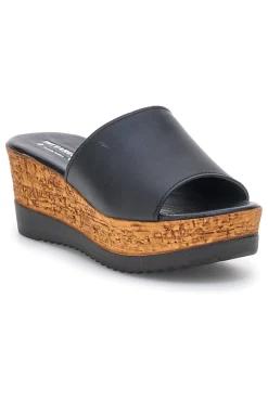 Ciabatte Nere con zeppa in vera pelle Made in Italy 233170428-PITTARELLO Sale