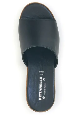 Ciabatte Nere con zeppa in vera pelle Made in Italy 233170428-PITTARELLO Sale