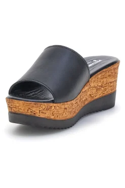 Ciabatte Nere con zeppa in vera pelle Made in Italy 233170428-PITTARELLO Sale
