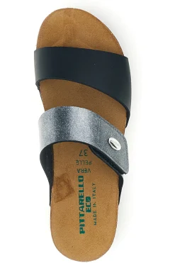 Ciabatte nere e grigie con sottopiede in vera pelle 293A485SR-PITTARELLO ECO Discount