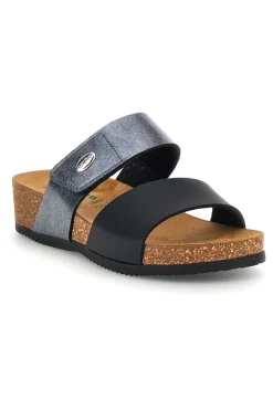 Ciabatte nere e grigie con sottopiede in vera pelle 293A485SR-PITTARELLO ECO Discount