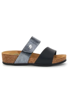 Ciabatte nere e grigie con sottopiede in vera pelle 293A485SR-PITTARELLO ECO Discount