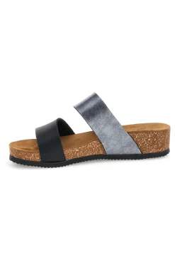 Ciabatte nere e grigie con sottopiede in vera pelle 293A485SR-PITTARELLO ECO Discount