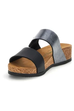 Ciabatte nere e grigie con sottopiede in vera pelle 293A485SR-PITTARELLO ECO Discount