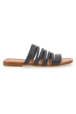 Ciabatte Nere Flat Con Tomaia in Pelle Made in Italy 31-PRIMA RIGA Hot