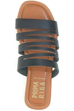 Ciabatte Nere Flat Con Tomaia in Pelle Made in Italy 31-PRIMA RIGA Hot
