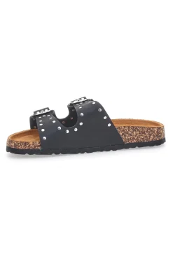 Ciabatte nere in denim con borchie e doppia fibbia SR001-PITTARELLO SUN Best