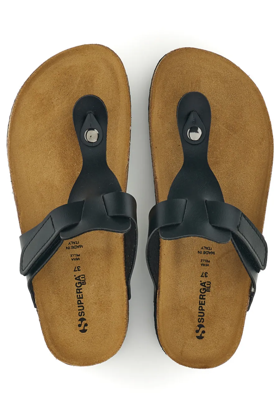 Ciabatte nere infradito con sottopiede preformato Made in Italy in vera pelle S31C370-SUPERGA Hot