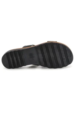 Ciabatte nere in pelle con fascia e fibbia 241070811-PITTARELLO Sale