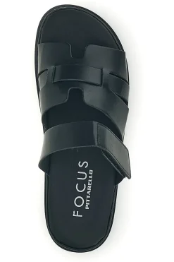 Ciabatte nere in vera pelle con strappo in velcro 1456531-PITTARELLO FOCUS Hot