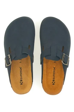 Ciabatte Nere Made in Italy Con Sottopiede in Vera Pelle S31U384-SUPERGA