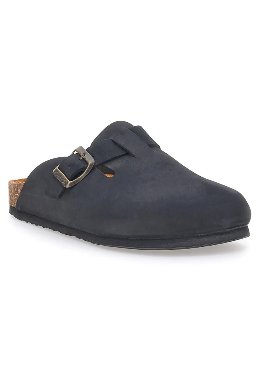 Ciabatte Nere Made in Italy Con Sottopiede in Vera Pelle S31U384-SUPERGA